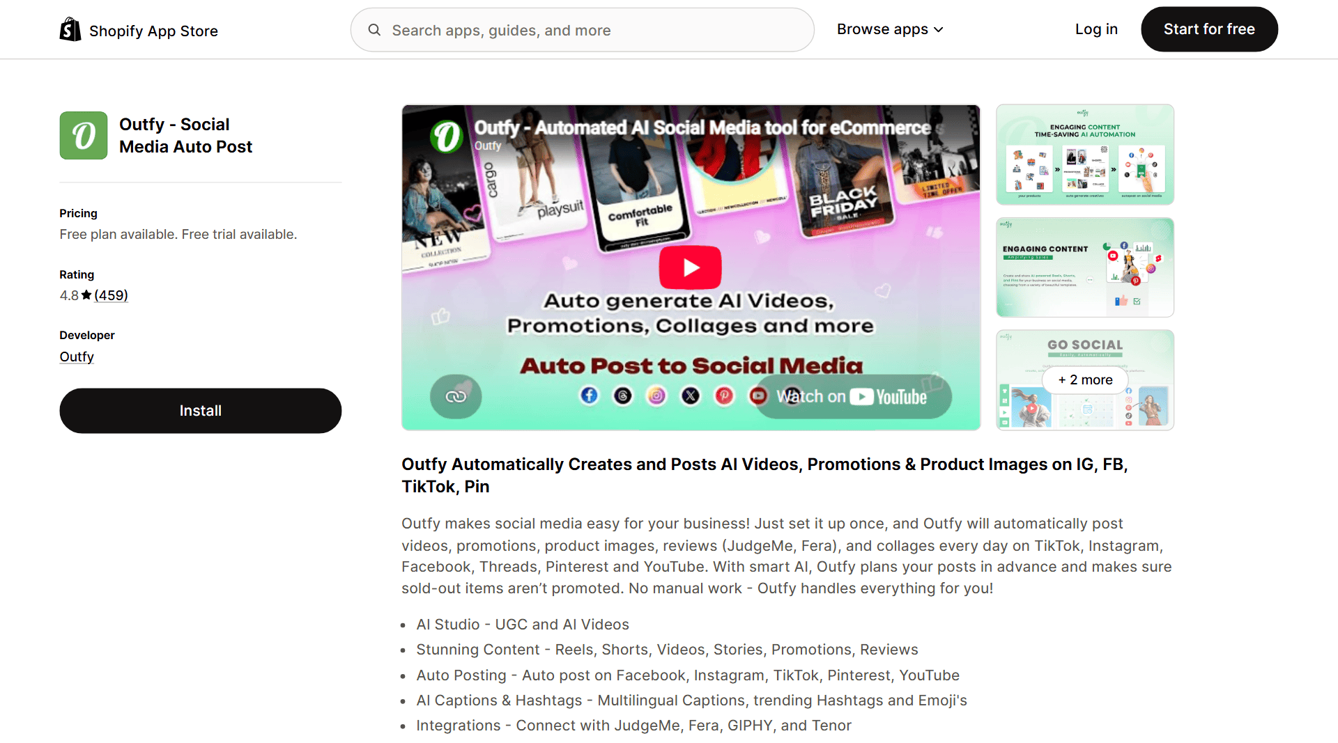 Outfy Shopify AI app