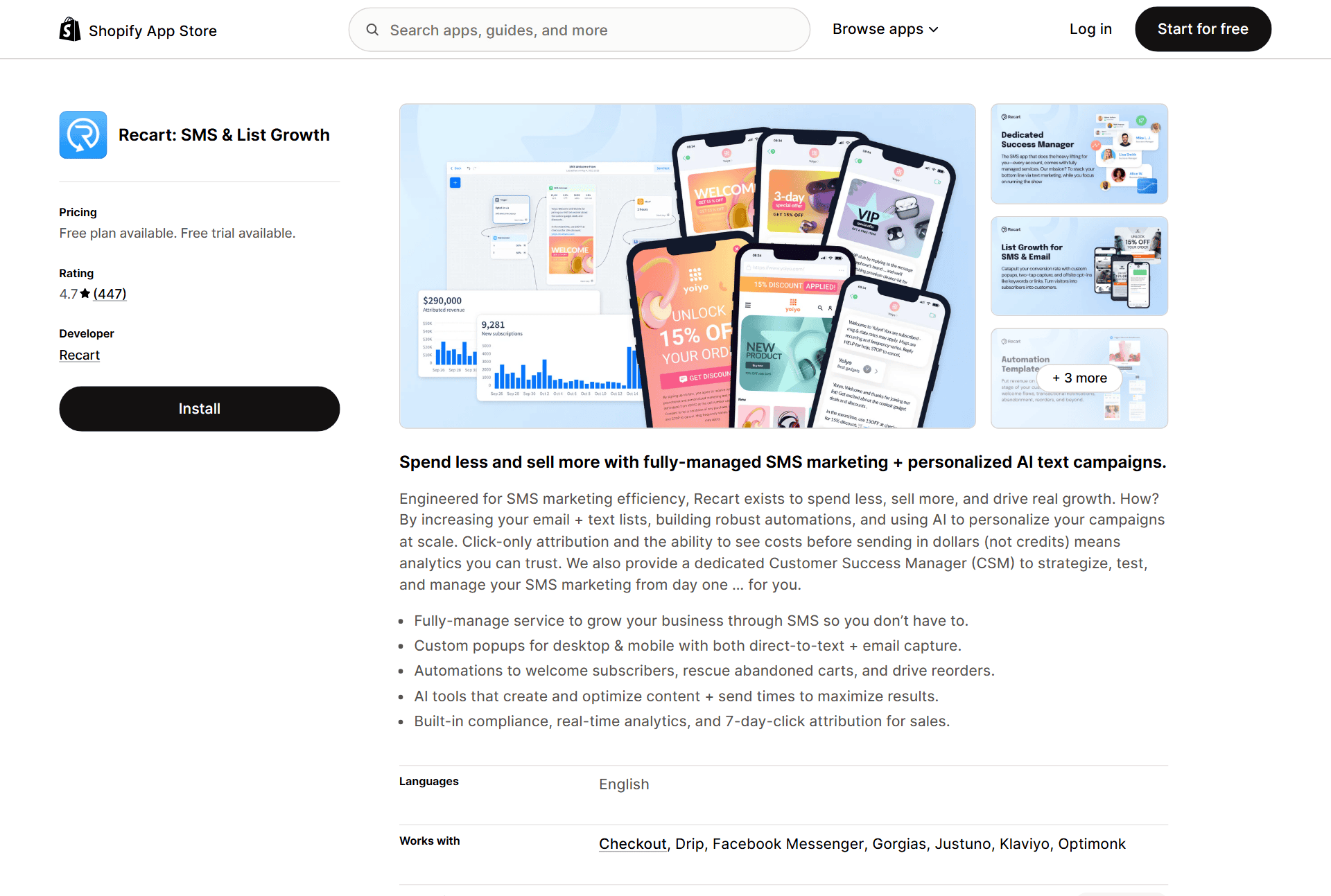 Recart Shopify AI app