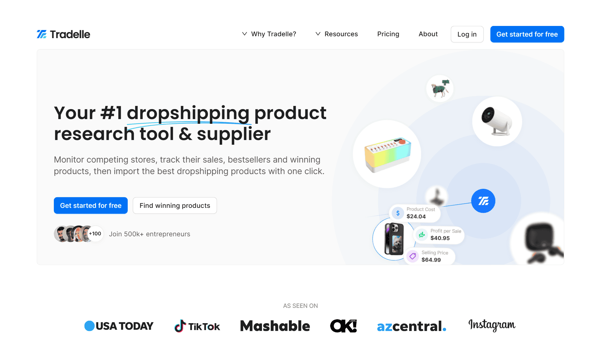 Tradelle homepage