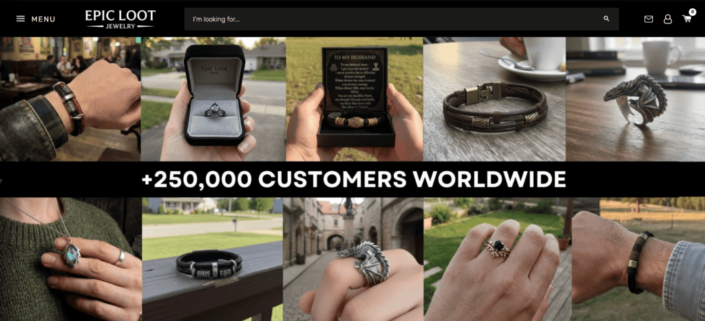 Homepage of Epic Loot Shop