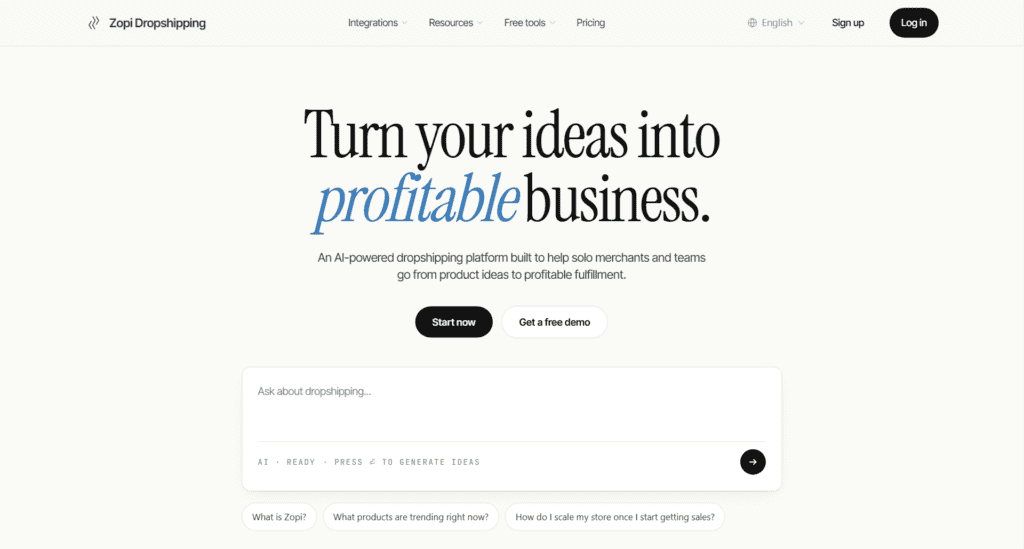 Zopi homepage
